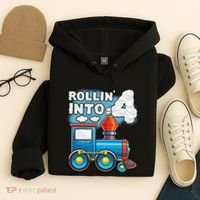 Rollin Into 4 Train 4th Birthday Party Supply Birthday Boy Hoodie thumb 4