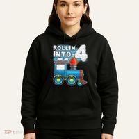 Rollin Into 4 Train 4th Birthday Party Supply Birthday Boy Hoodie thumb 5