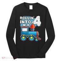 Rollin Into 4 Train 4th Birthday Party Supply Birthday Boy Long Sleeve Shirt thumb 0