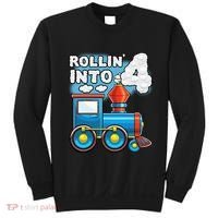 Rollin Into 4 Train 4th Birthday Party Supply Birthday Boy Sweatshirt thumb 0