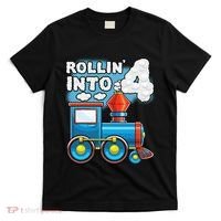 Rollin Into 4 Train 4th Birthday Party Supply Birthday Boy T-Shirt thumb 0