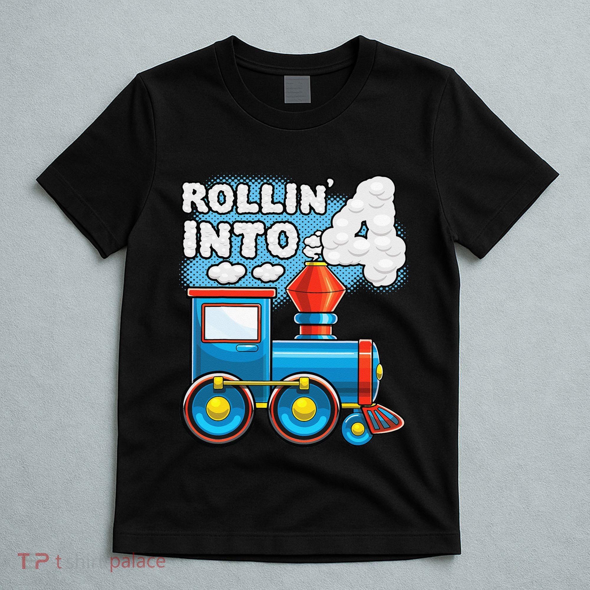 Rollin Into 4 Train 4th Birthday Party Supply Birthday Boy T-Shirt