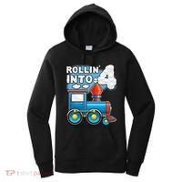 Rollin Into 4 Train 4th Birthday Party Supply Birthday Boy Women's Hoodie thumb 0