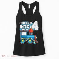 Rollin Into 4 Train 4th Birthday Party Supply Birthday Boy Women's Tank Top thumb 0