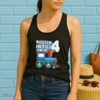 Rollin Into 4 Train 4th Birthday Party Supply Birthday Boy Women's Tank Top thumb 2