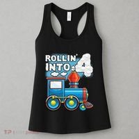 Rollin Into 4 Train 4th Birthday Party Supply Birthday Boy Women's Tank Top thumb 3