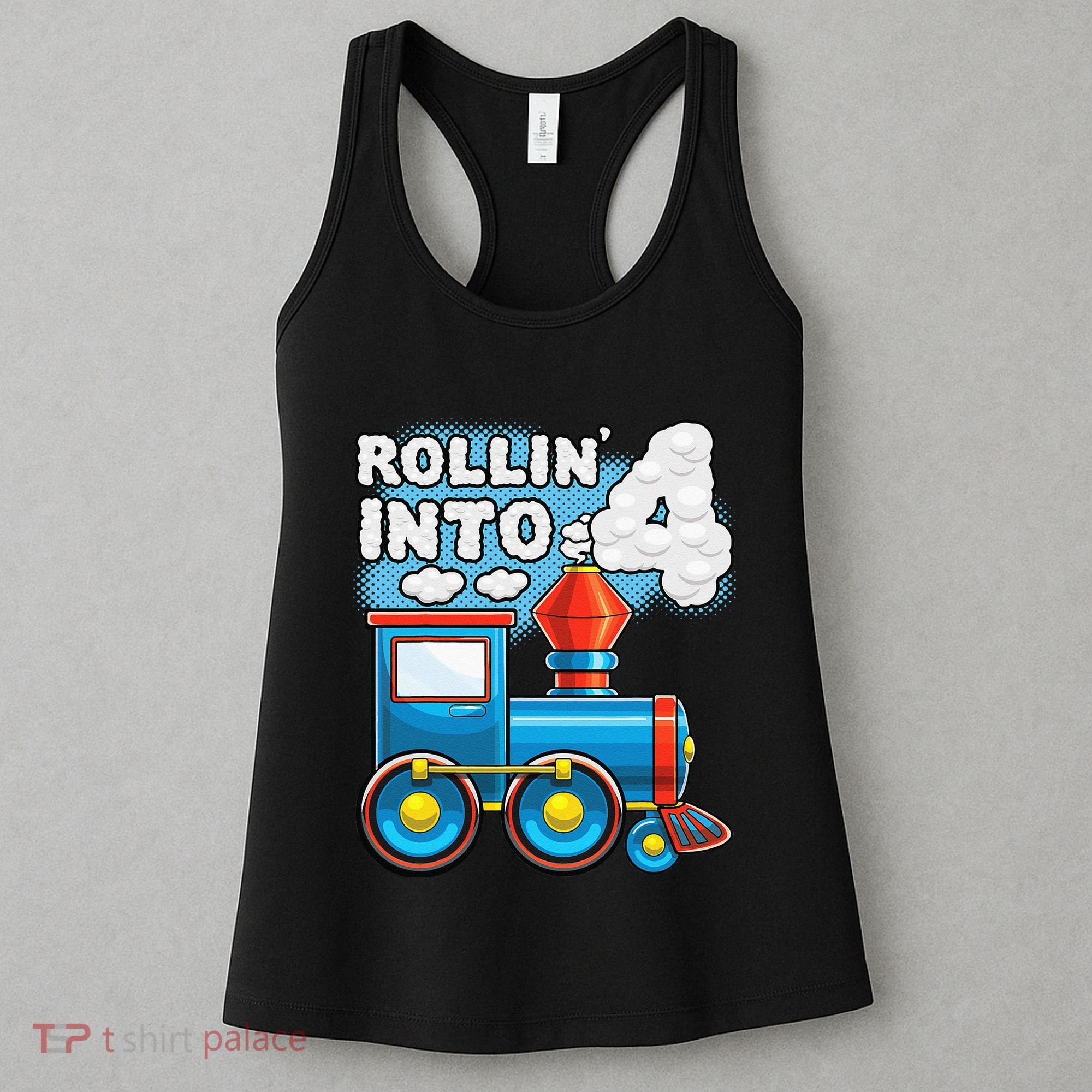 Rollin Into 4 Train 4th Birthday Party Supply Birthday Boy Women's Tank Top