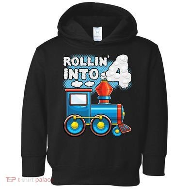 Rollin Into 4 Train 4th Birthday Party Supply Birthday Boy Toddler Hoodie