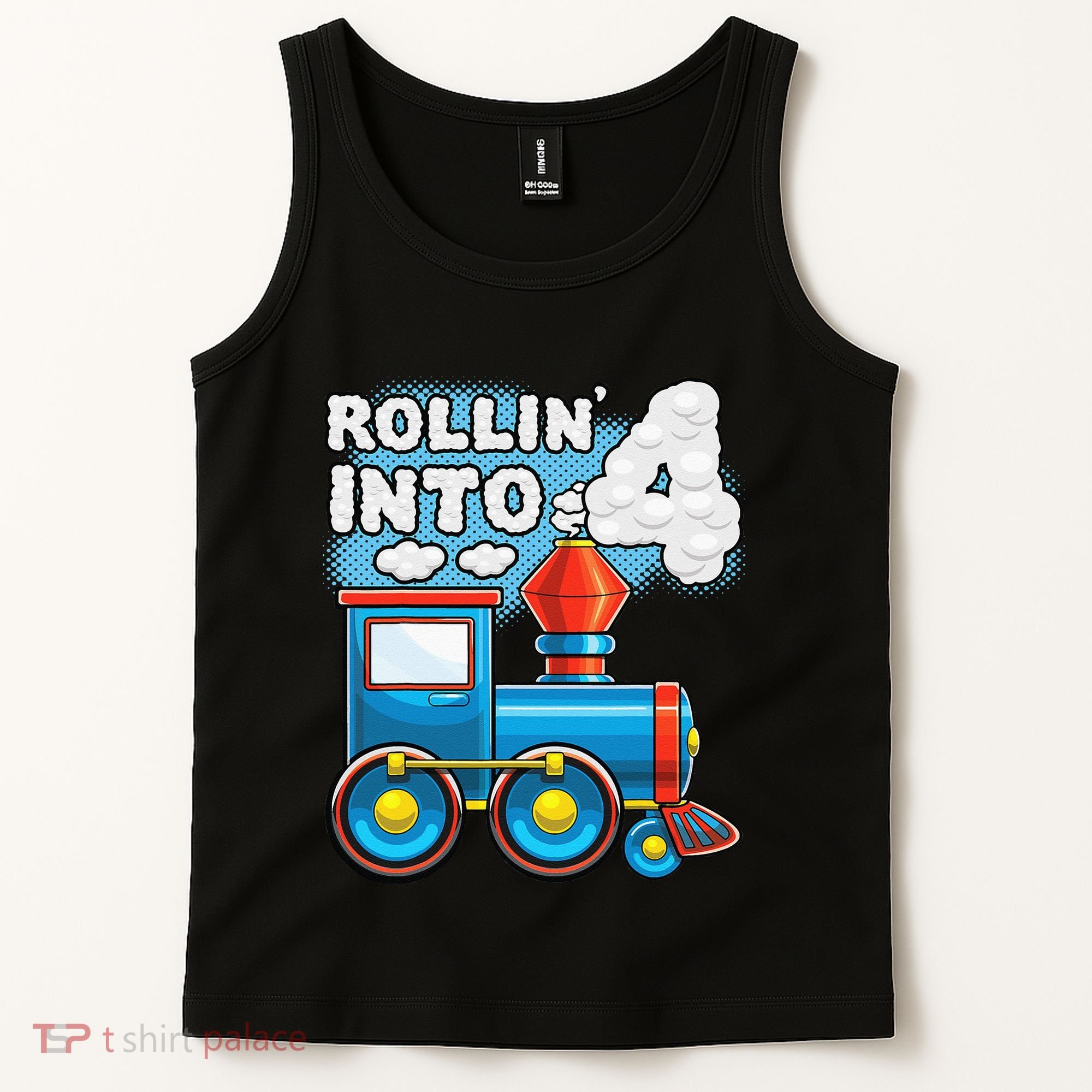 Rollin Into 4 Train 4th Birthday Party Supply Birthday Boy Tank Top
