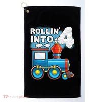 Rollin Into 4 Train 4th Birthday Party Supply Birthday Boy Golf Towel thumb 0