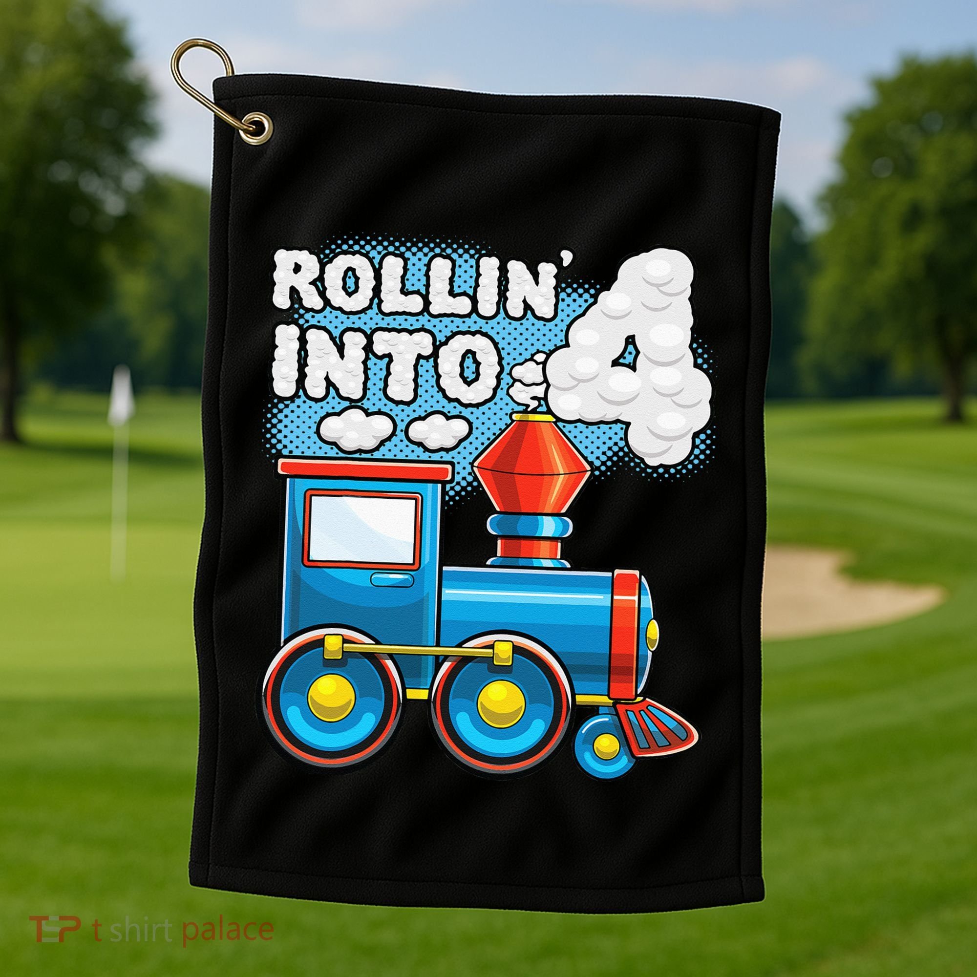 Rollin Into 4 Train 4th Birthday Party Supply Birthday Boy Golf Towel