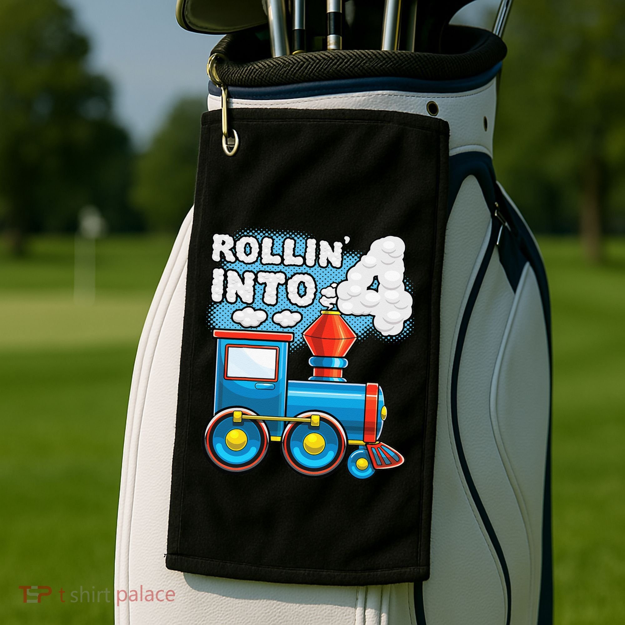 Rollin Into 4 Train 4th Birthday Party Supply Birthday Boy Golf Towel