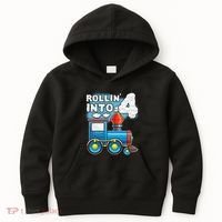 Rollin Into 4 Train 4th Birthday Party Supply Birthday Boy Kids Hoodie thumb 0