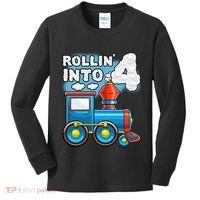 Rollin Into 4 Train 4th Birthday Party Supply Birthday Boy Kids Long Sleeve Shirt thumb 0