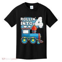Rollin Into 4 Train 4th Birthday Party Supply Birthday Boy Kids T-Shirt thumb 0