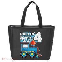 Rollin Into 4 Train 4th Birthday Party Supply Birthday Boy Tote Bag thumb 0