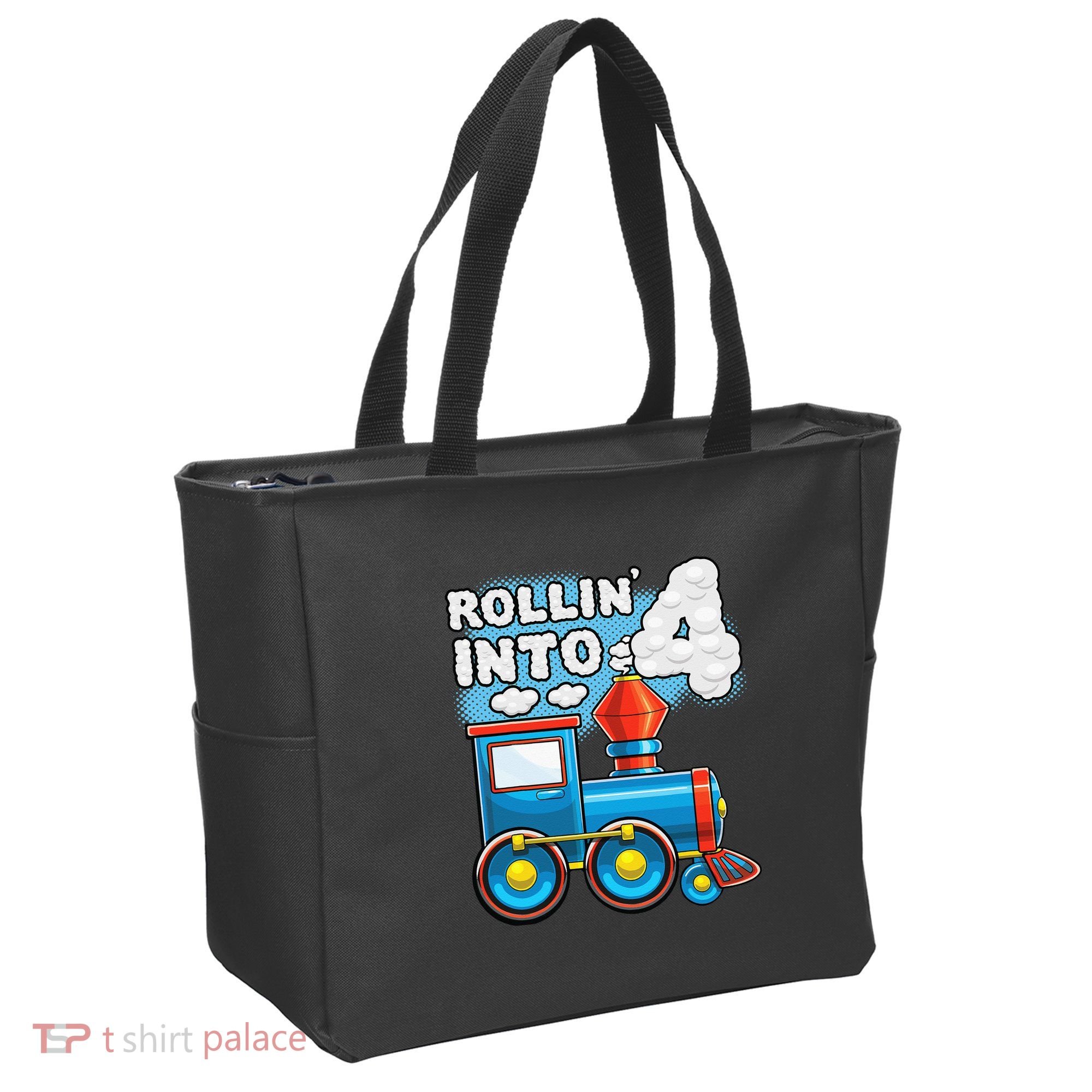 Rollin Into 4 Train 4th Birthday Party Supply Birthday Boy Tote Bag