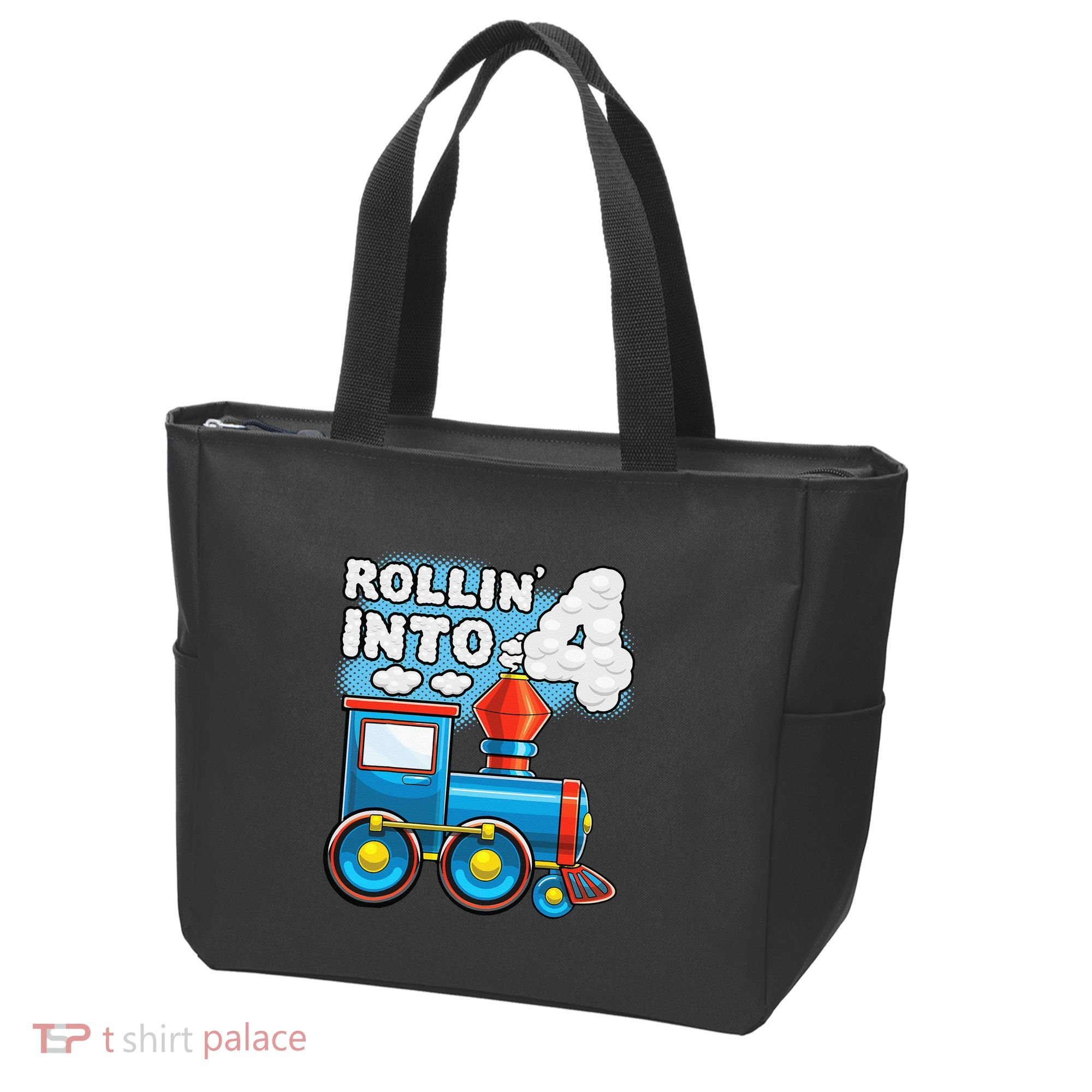 Rollin Into 4 Train 4th Birthday Party Supply Birthday Boy Tote Bag