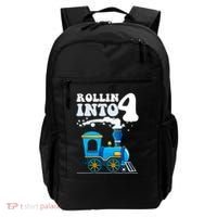 Rollin Into 4 Train 4th Birthday Party Four Years Old Boy Backpack thumb 0