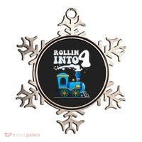 Rollin Into 4 Train 4th Birthday Party Four Years Old Boy Ornament thumb 0