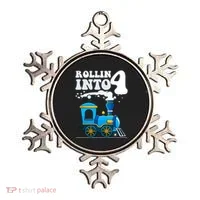 Rollin Into 4 Train 4th Birthday Party Four Years Old Boy Ornament thumb 0
