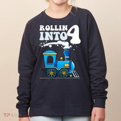 Rollin Into 4 Train 4th Birthday Party Four Years Old Boy Women's Sweatshirt