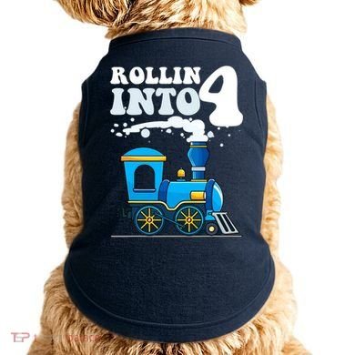 Rollin Into 4 Train 4th Birthday Party Four Years Old Boy Doggie Tank