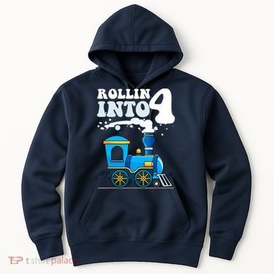 Rollin Into 4 Train 4th Birthday Party Four Years Old Boy Hoodie