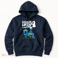 Rollin Into 4 Train 4th Birthday Party Four Years Old Boy Hoodie thumb 0