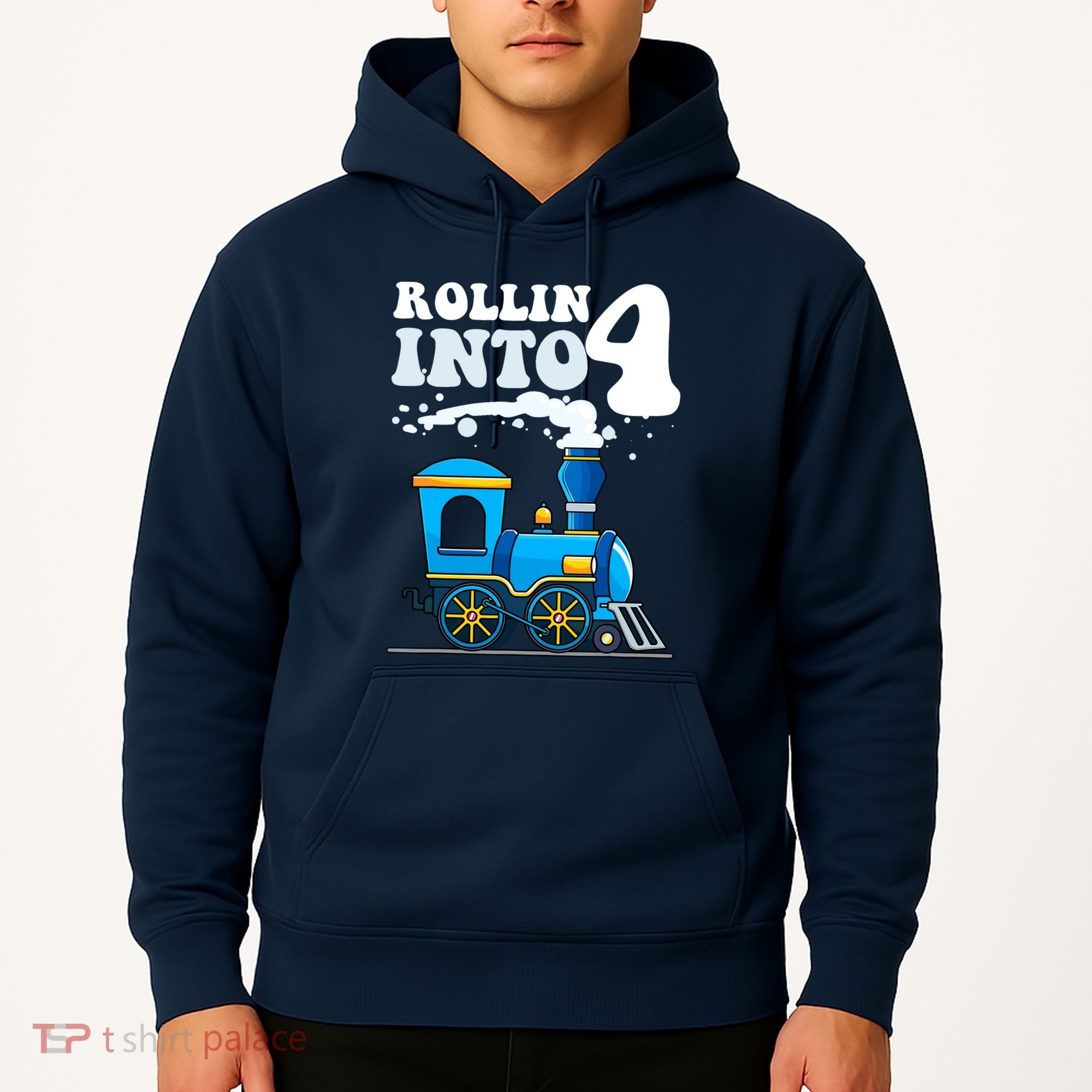 Rollin Into 4 Train 4th Birthday Party Four Years Old Boy Hoodie