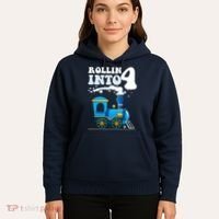 Rollin Into 4 Train 4th Birthday Party Four Years Old Boy Hoodie thumb 5