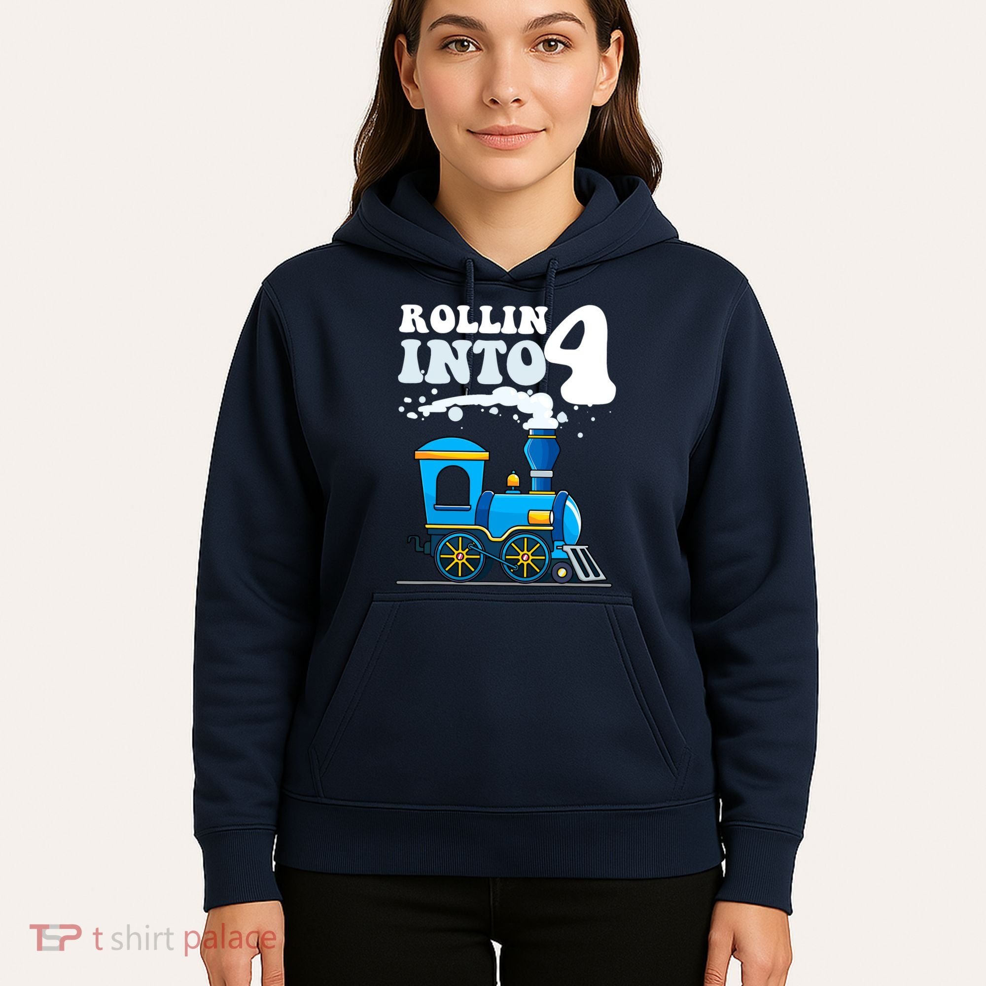 Rollin Into 4 Train 4th Birthday Party Four Years Old Boy Hoodie