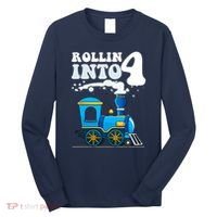 Rollin Into 4 Train 4th Birthday Party Four Years Old Boy Long Sleeve Shirt thumb 0