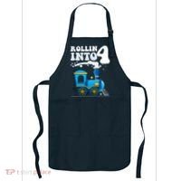 Rollin Into 4 Train 4th Birthday Party Four Years Old Boy Apron thumb 0