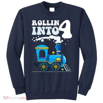 Rollin Into 4 Train 4th Birthday Party Four Years Old Boy Sweatshirt