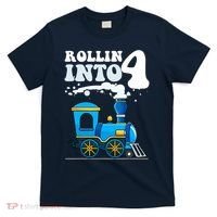 Rollin Into 4 Train 4th Birthday Party Four Years Old Boy T-Shirt thumb 0