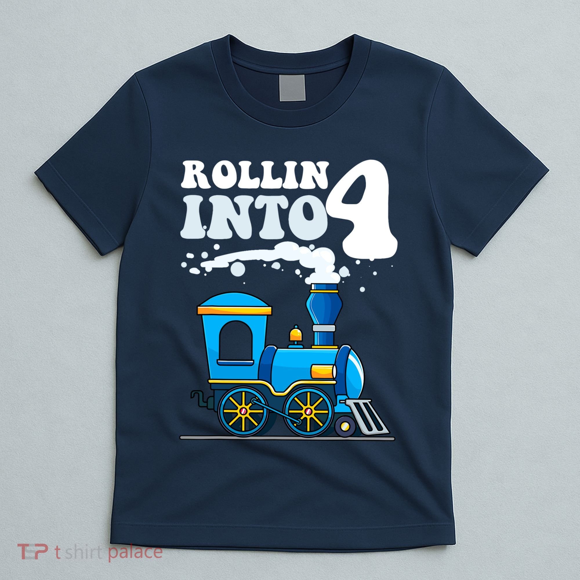 Rollin Into 4 Train 4th Birthday Party Four Years Old Boy T-Shirt