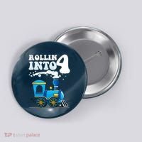 Rollin Into 4 Train 4th Birthday Party Four Years Old Boy Button thumb 0
