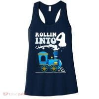 Rollin Into 4 Train 4th Birthday Party Four Years Old Boy Women's Tank Top thumb 0