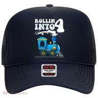 Rollin Into 4 Train 4th Birthday Party Four Years Old Boy Hat thumb 0