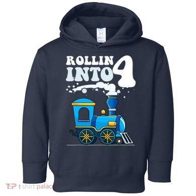 Rollin Into 4 Train 4th Birthday Party Four Years Old Boy Toddler Hoodie