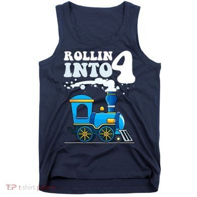 Rollin Into 4 Train 4th Birthday Party Four Years Old Boy Tank Top