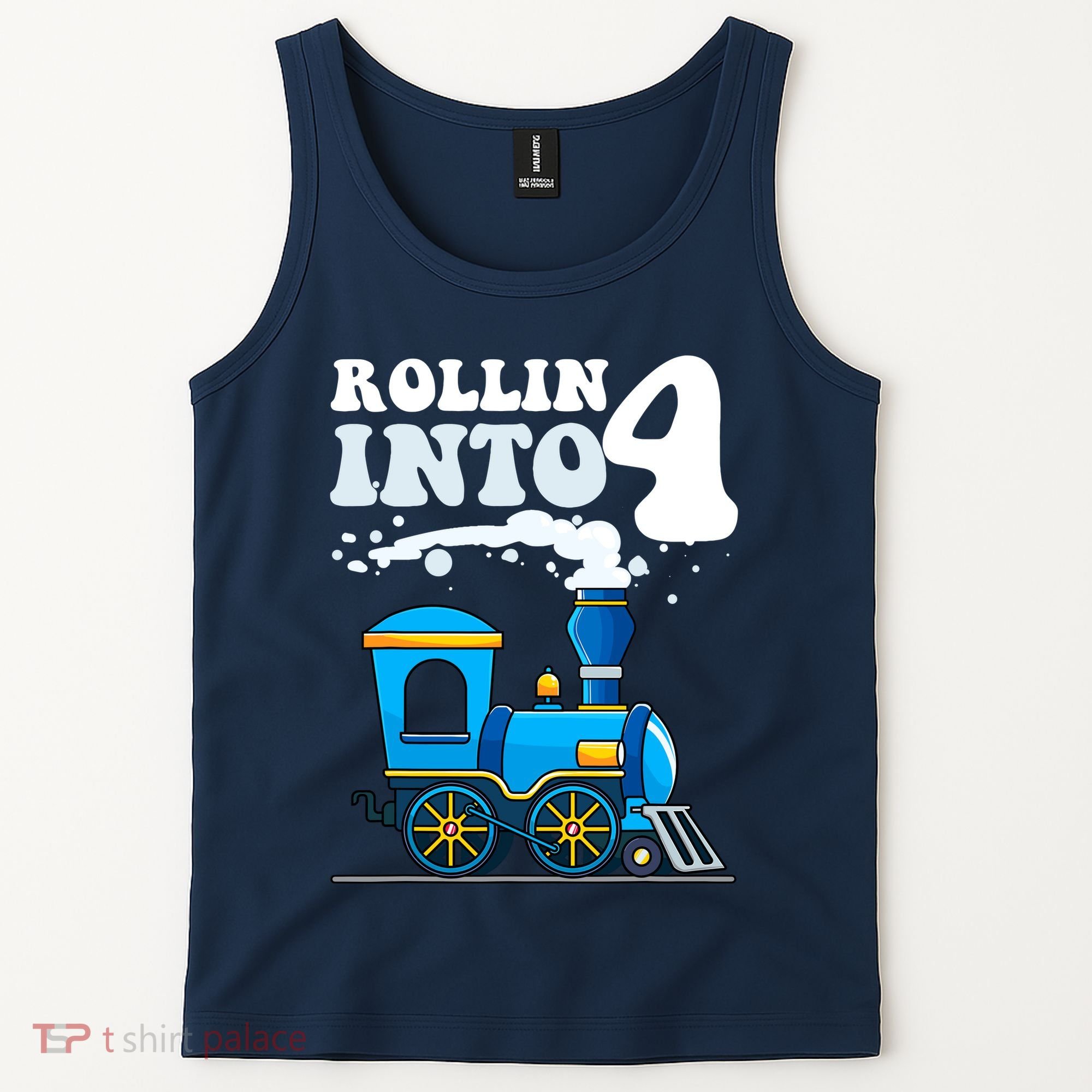 Rollin Into 4 Train 4th Birthday Party Four Years Old Boy Tank Top