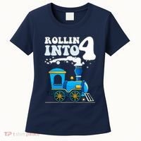 Rollin Into 4 Train 4th Birthday Party Four Years Old Boy Women's T-Shirt thumb 0