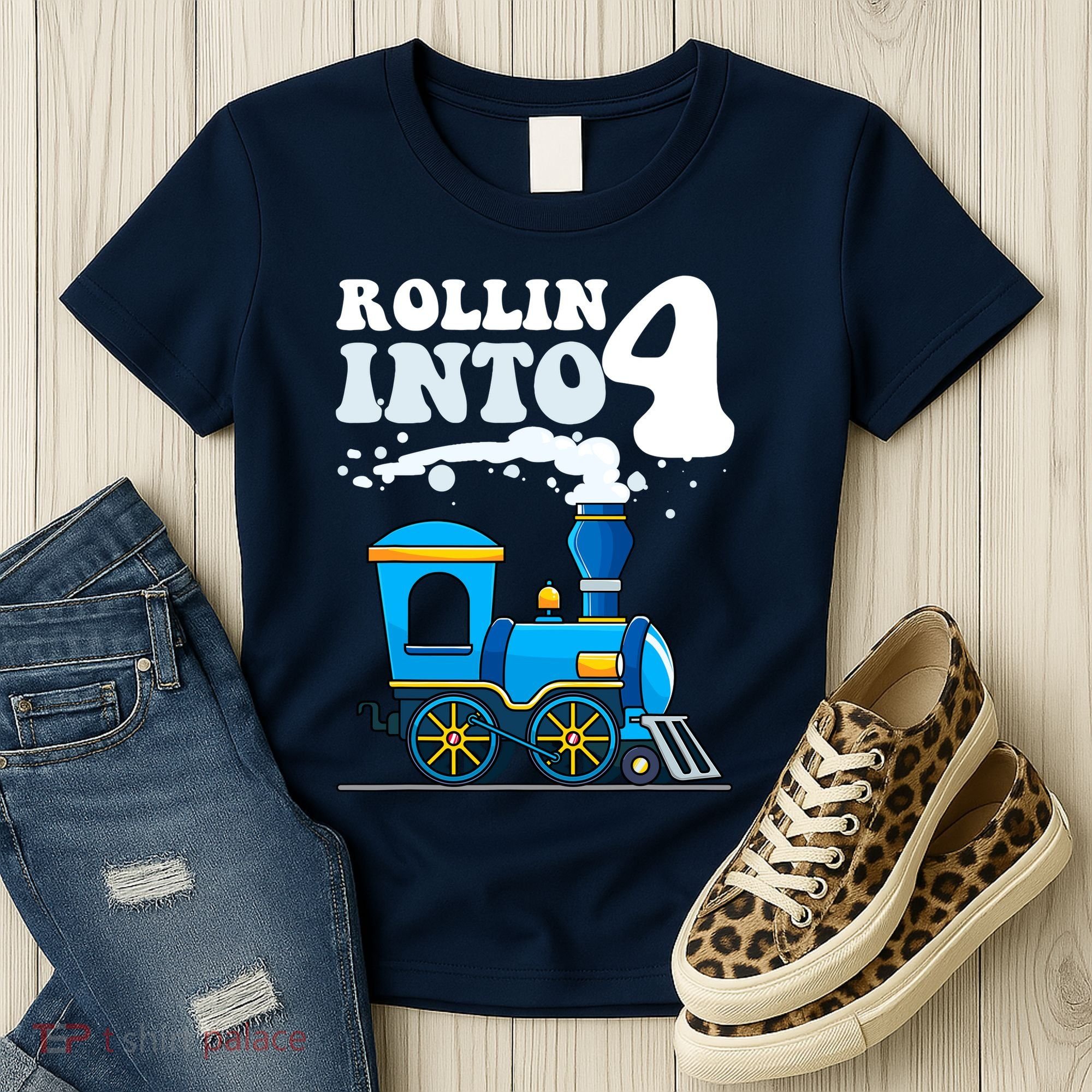 Rollin Into 4 Train 4th Birthday Party Four Years Old Boy Women's T-Shirt
