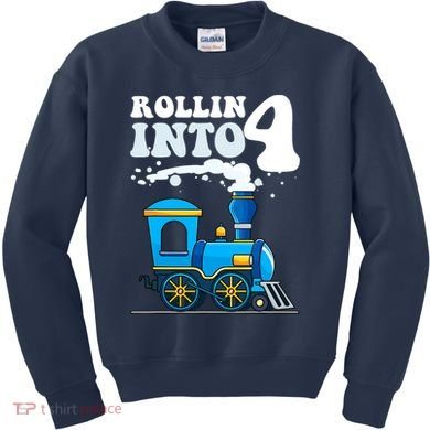 Rollin Into 4 Train 4th Birthday Party Four Years Old Boy Kids Sweatshirt