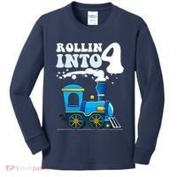 Rollin Into 4 Train 4th Birthday Party Four Years Old Boy Kids Long Sleeve Shirt thumb 0