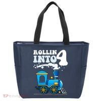 Rollin Into 4 Train 4th Birthday Party Four Years Old Boy Tote Bag thumb 0