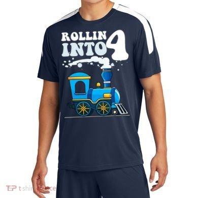 Rollin Into 4 Train 4th Birthday Party Four Years Old Boy Soccer Jersey
