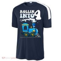 Rollin Into 4 Train 4th Birthday Party Four Years Old Boy Sport-Tek Competitor United Soccer Jersey thumb 2